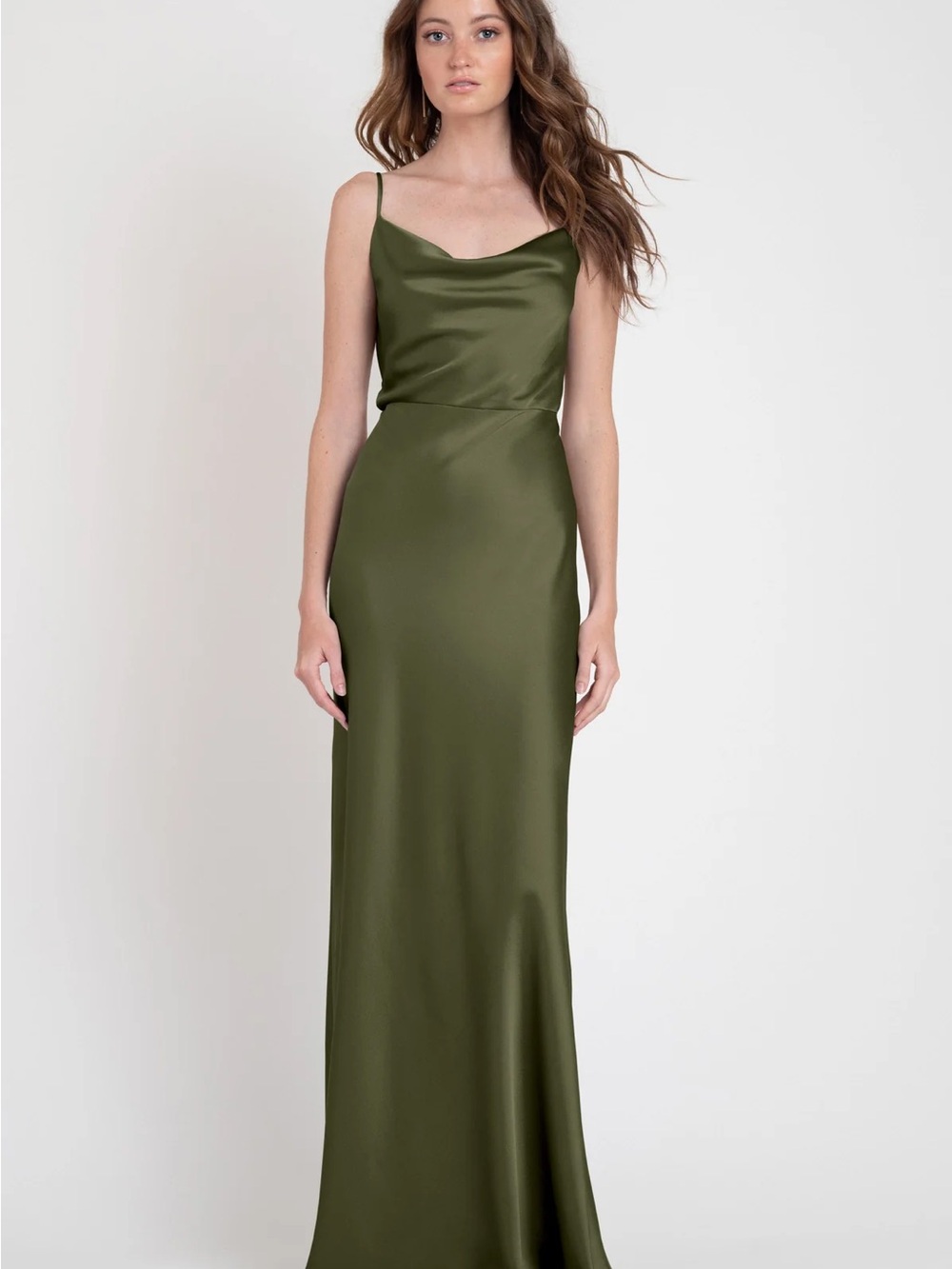 Jenny Yoo Sylvie Olive Satin Bridesmaid Dress